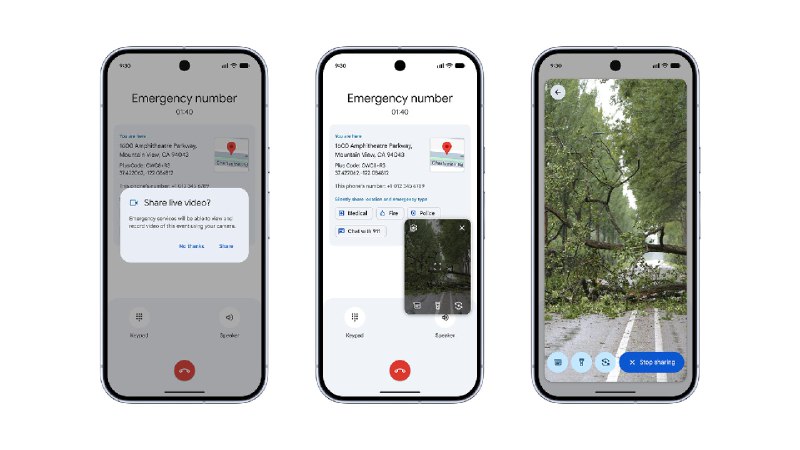 谷歌推出 Android 紧急视频直播功能，可向 911 调度员传输实时画面谷歌正式推出 Android Emergency Live Video 功能，允许紧急调度员在危机情况下请求用户手机的实时视频画面