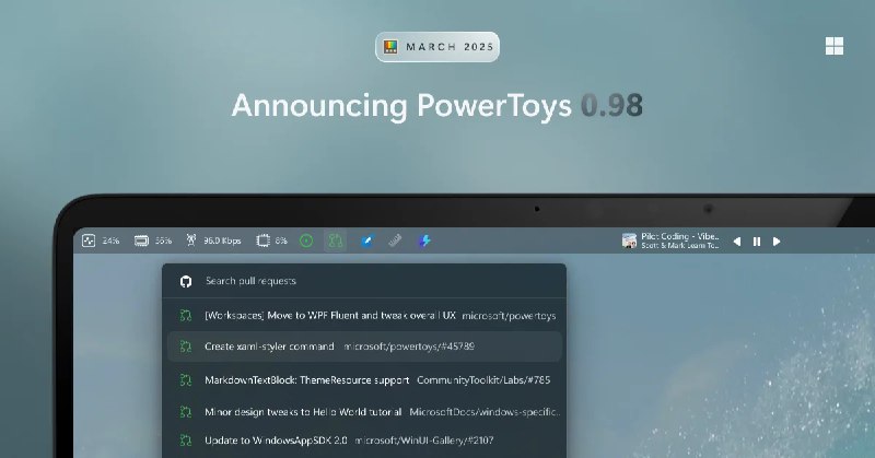  Microsoft 发布 PowerToys 0.98，推出 Command Palette Dock 并重做 Keyboard ManagerMicrosoft 发布 PowerToys 0.98，新增预览版 Command Palette Dock 常驻入口