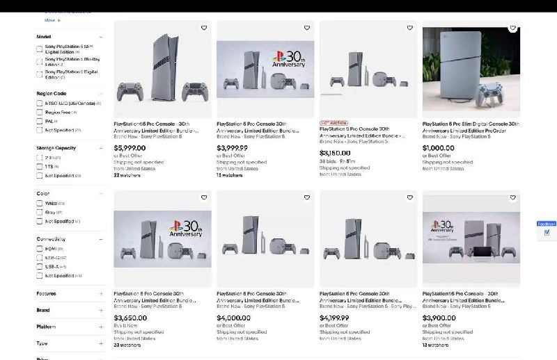 PS5 Pro 30 周年纪念版遭黄牛炒作，要价超 3000 美元索尼新发布的 PS5 Pro 和其 30 周年纪念限量版已经开始接受预订，黄牛们已经开始在 eBay 上炒作这些游戏机