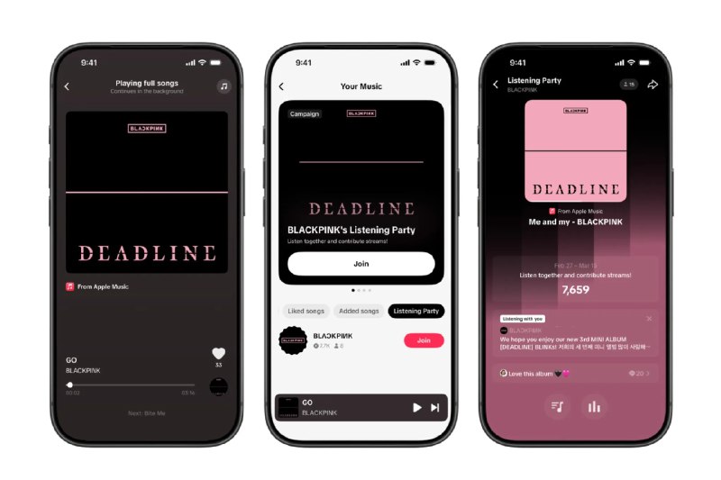  Apple Music 与  TikTok 推出内置播放器功能，订阅者可在应用内听完整歌曲Apple Music 与 TikTok 合作推出 Play Full Song 和 Listening Party 两项功能，Apple Music 订阅者连接账户后可在 TikTok 内直接打开 Apple Music 播放器，收听完整曲目，无需离开应用