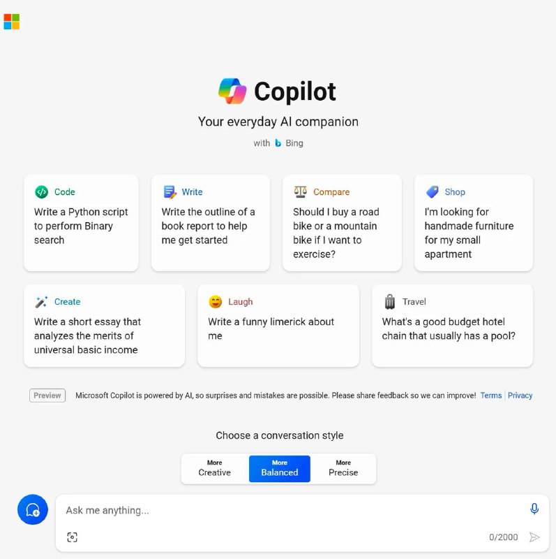 微软将Bing Chat更名为Copilot除此之外，从12月1日开始，企业账户（准确来说是Microsoft Entra ID）使用Bing中的Copilot时将被遵守“商业数据保护”