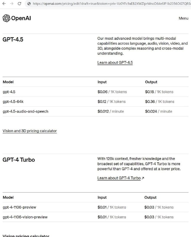 GPT-4.5 泄露 (Reddit爆料贴已被删除)GPT-4.5 被描述为 OpenAI 最先进的模型，拥有语言、音频、视觉、视频和 3D 多模态能力，以及复杂的推理和跨模态理解