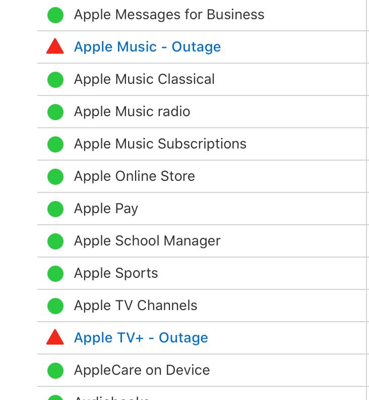 Apple Music再次发生服务中断Apple Status📮投稿  ☘️频道  🌸聊天