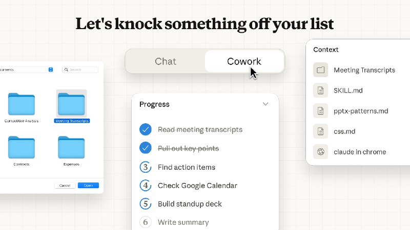  Anthropic 推出 Claude Cowork，扩展 AI 代理非编程任务能力Anthropic 发布全新功能 Claude Cowork，以研究预览形式扩展 Claude 的 AI 代理能力