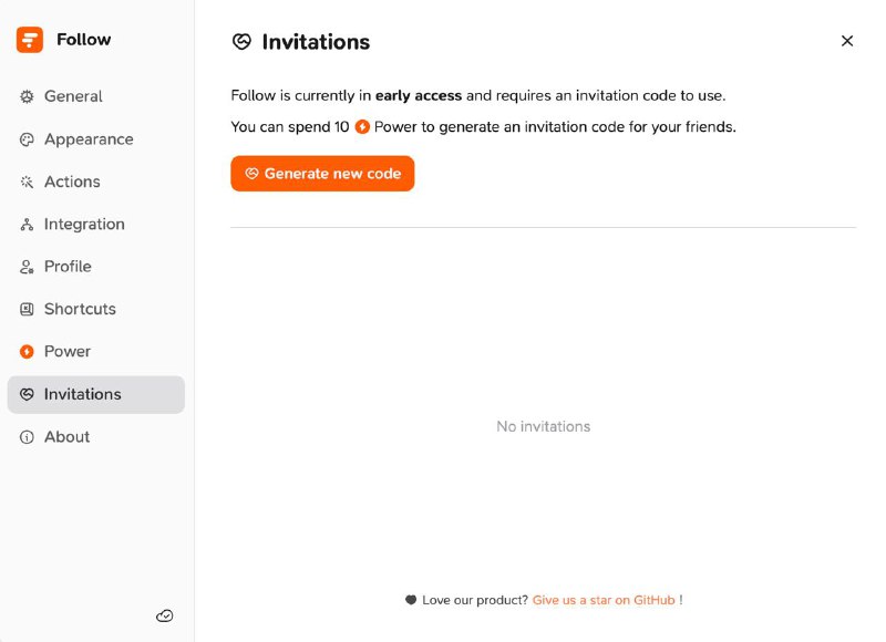 Follow RSS阅读器 公开邀请，10个能量可邀请一个好友