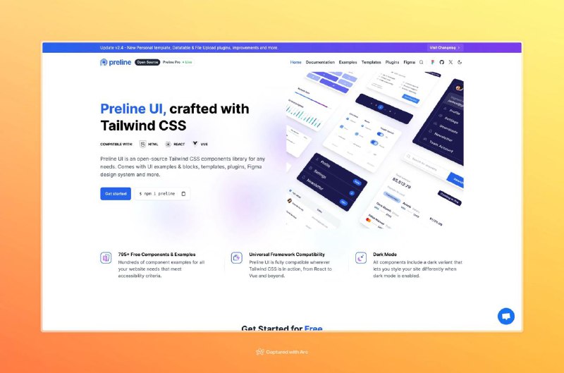 TailwindUI 的绝对平替：Preline UI595 个组件，200+个示例，5个现成的Template，配套的Figma 设计系统，支持 VUE 和 React