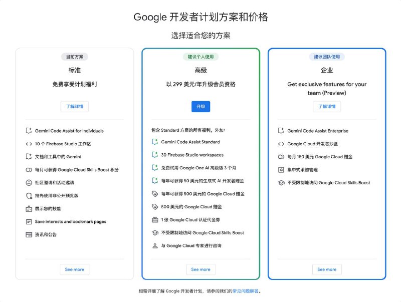 Google 开发者计划高级版推出“Next25”折扣，原价 299 美元/年节省 25%近日，Google 推出了针对其开发者计划高级版的“Next25”折扣活动，允许用户在原价 299 美元/年的基础上享受 25% 的费用优惠