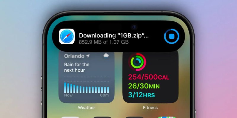iOS 18.2 Safari 文件下载任务支持在“实时活动”中显示iOS 18.2 Safari 文件下载任务支持在“实时活动”上显示，用户可以在 iPhone 锁屏界面或 iPhone 14 Pro 系列及以上机型的灵动岛中，实时追踪文件下载任务的进度