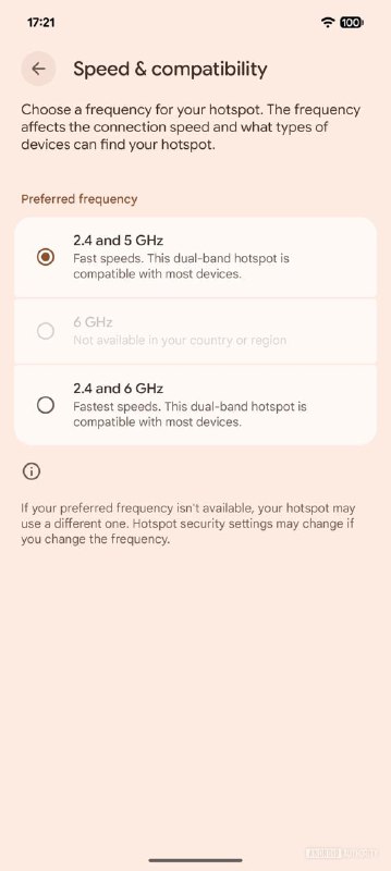  Android 测试新双频 Wi-Fi 热点模式，兼顾速度与兼容性Google 正在最新的 Android Canary 版本中测试一项新的"2.4 和 6 GHz"双频 Wi-Fi 热点功能
