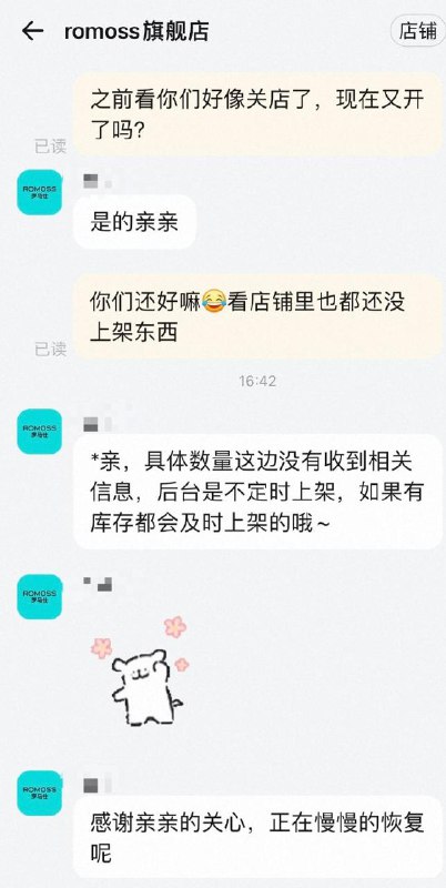罗马仕重启旗舰店7月14日消息，今日，有网友发现罗马仕天猫旗舰店重新开放，目前该店铺暂无产品上架