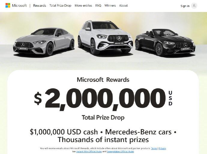  微软砸 200 万美元为 Edge 拉新：头奖 100 万美元现金 + 奔驰汽车微软为推广 Edge 浏览器推出总奖金 200 万美元的“Edge Prize Party”抽奖活动，但活动上线一个多月后才被媒体发现