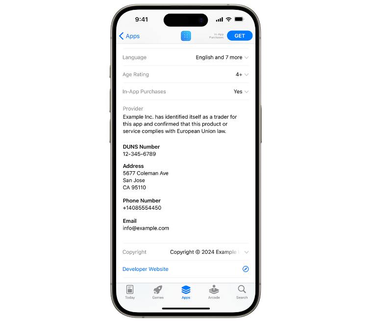 欧盟的苹果 App Store 将强制要求显示开发者的邮箱和电话号码苹果于当地时间周四开始提醒开发者，欧盟的 App Store 应用商店即将发生一项变化