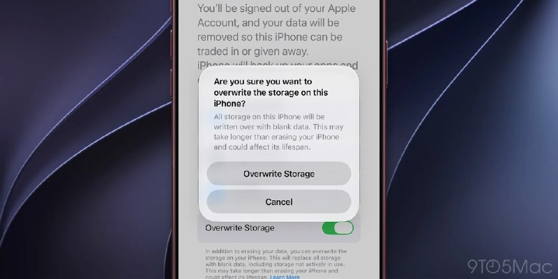  iOS 27.2 为中国大陆新增覆盖 iPhone 存储空间选项iOS 27.2 beta 1 的代码显示，苹果正为在中国大陆销售的 iPhone 开发新擦除选项：除删除数据外，还会用空白数据覆盖整个存储空间，包括未使用区域