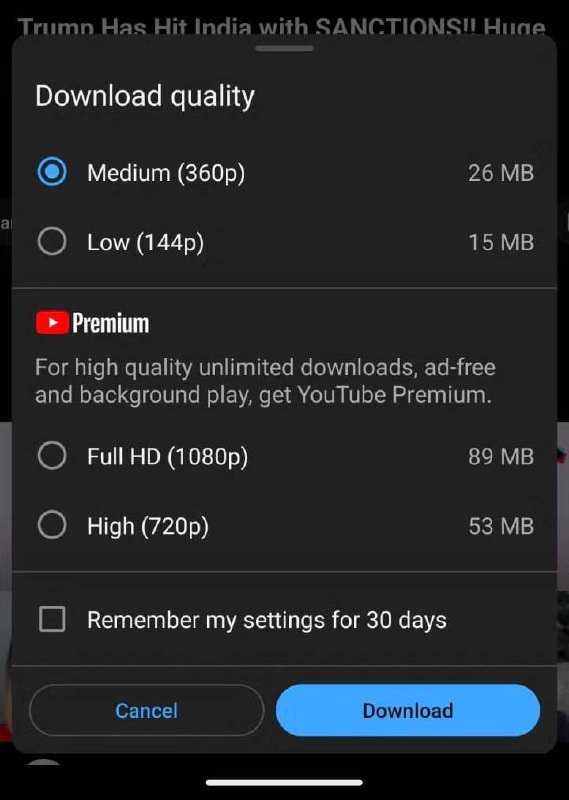 YouTube 向免费用户开放离线观看视频功能 但仅支持360p和144p视频Google 近日悄然为 YouTube 免费用户推出视频下载功能，允许用户离线观看已下载内容