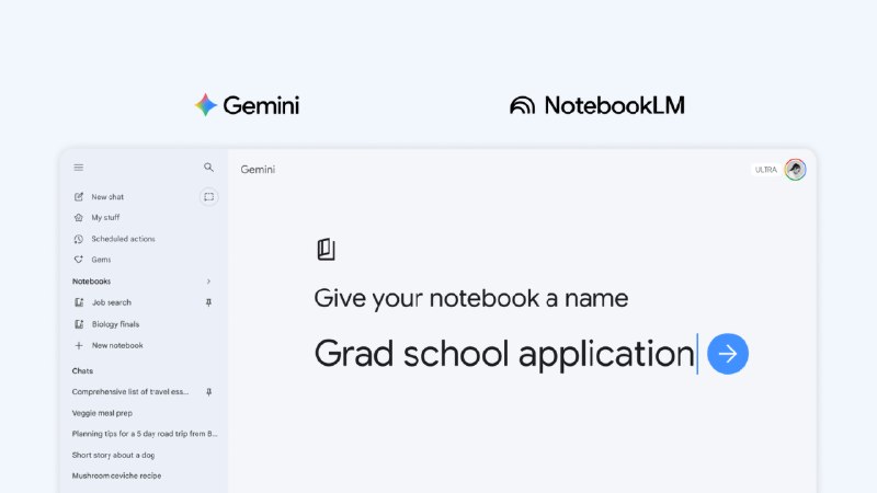  Google 在 Gemini 推出 notebooks，先向付费订阅用户开放Google 本周开始在 Gemini 网页版推出 notebooks，首批面向 Google AI Ultra、Pro 和 Plus 订阅用户开放