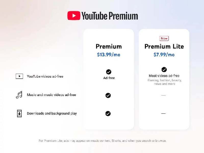 YouTube 上线新套餐 ——YouTube Lite现在YouTube 在美国正式推出 YouTube Premium Lite