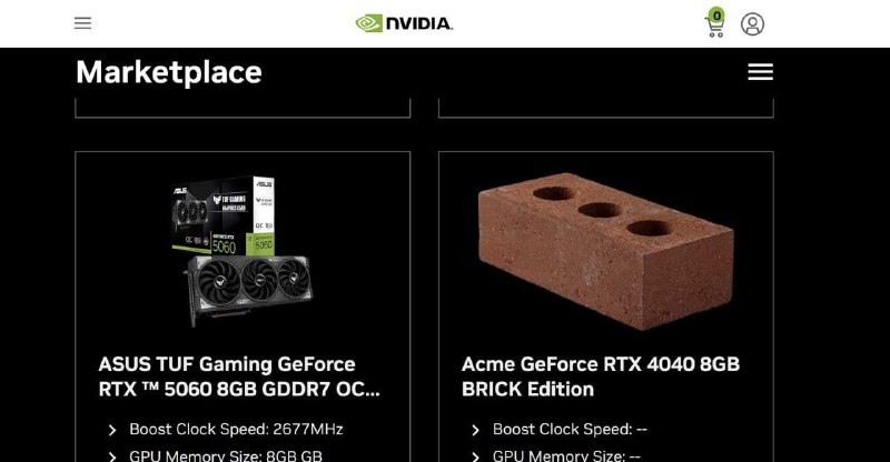 NVIDIA官网出现“RTX 4040砖头显卡”NVIDIA美国官网商城出现了一个不该出现的商品“RTX 4040 8GB BRICK EDITION”，即砖头版的RTX 4040 8GB