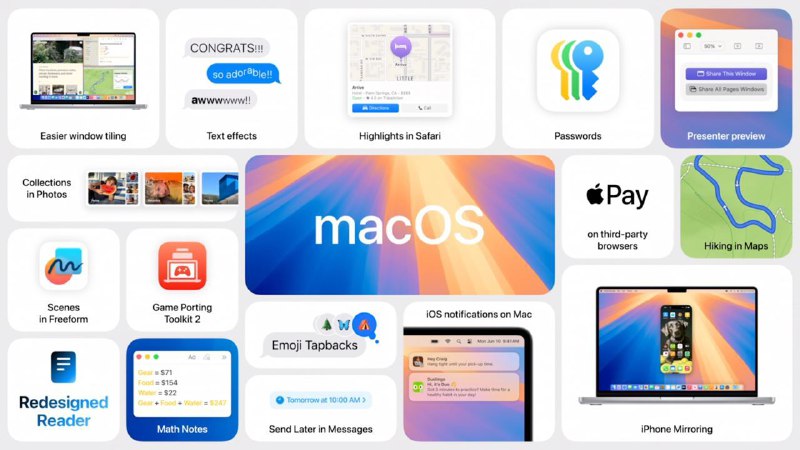 Apple推出macOS Sequoia新的macOS将支持iPhone镜像功能，在iPhone锁屏状态下，用户可以直接将iPhone系统投屏在Mac上并直接操作各种App