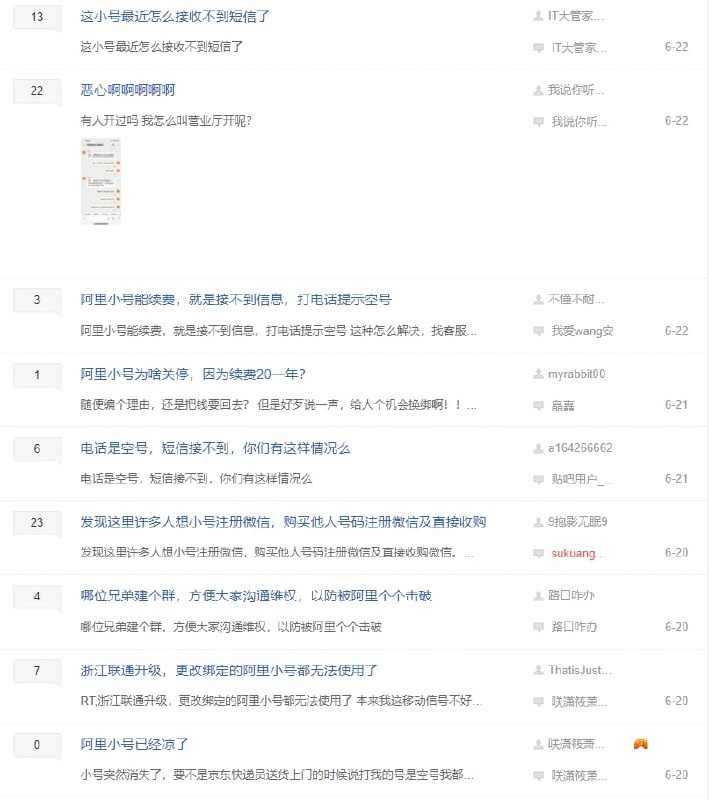 #问群友 最近各大网站用户反馈阿里小号无通知用户无过度号码直接被空号、被解绑售后无门，你的阿里小号还能用吗？频道投稿：@zaihuabot交流群组：@zaihuachat花花优券：@zaihuajd