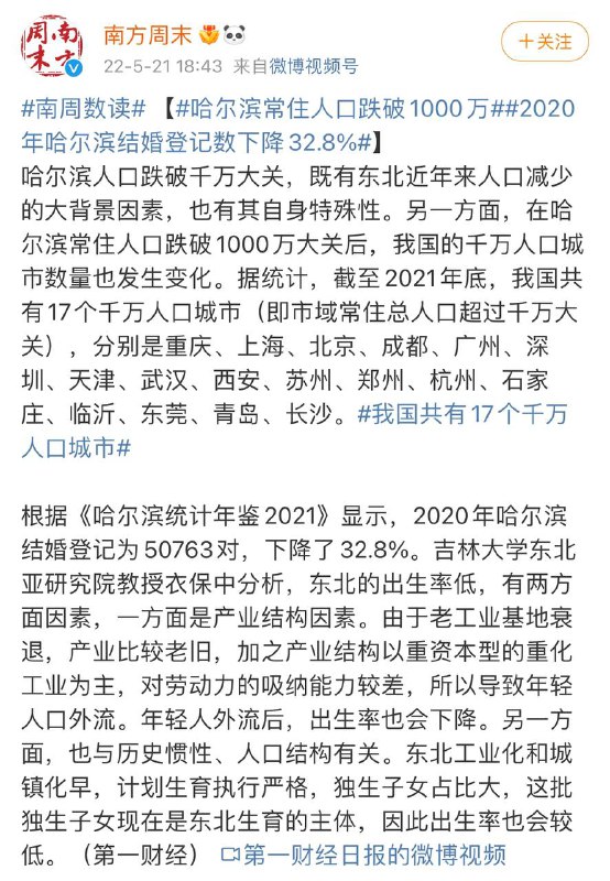 哈尔滨常住人口跌破千万 东北再无千万级大城市 频道投稿：@zaihuabot交流群组：@zaihuachat花花优券：@zaihuatb哈尔滨常住人口跌破千万 东北再无千万级大城市 频道投稿：@zaihuabot交流群组：@zaihuachat花花优券：@zaihuatb