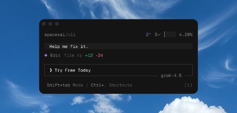  Grok 4.5 向免费用户开放试用Grok 4.5 现已向免费用户开放试用