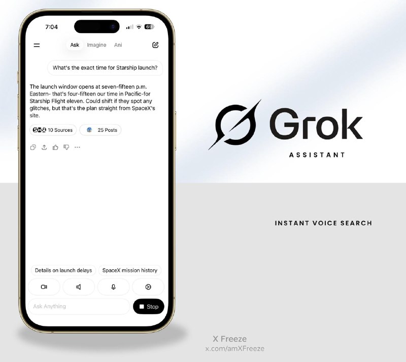 Grok 语音模式现可实时搜索网络内容Grok 现在可以在语音模式下进行在线搜索，iPhone 用户还可将 Grok 分配到“操作按钮”以便快速启动