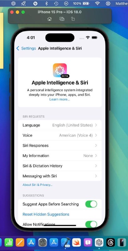 有网友在iOS 18 Beta 3 Xcode模拟器中发现了对Apple Intelligence和Siri的引用