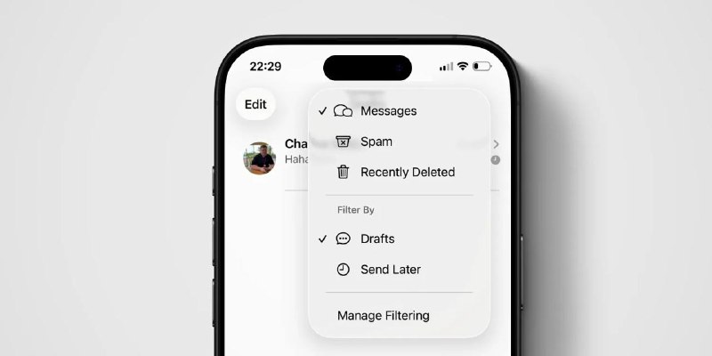 iMessage在iOS 26中新增草稿文件夹苹果在iOS 26的iMessage中引入了全新的过滤功能，新增专门的“草稿”文件夹，可集中显示包含未完成消息的对话