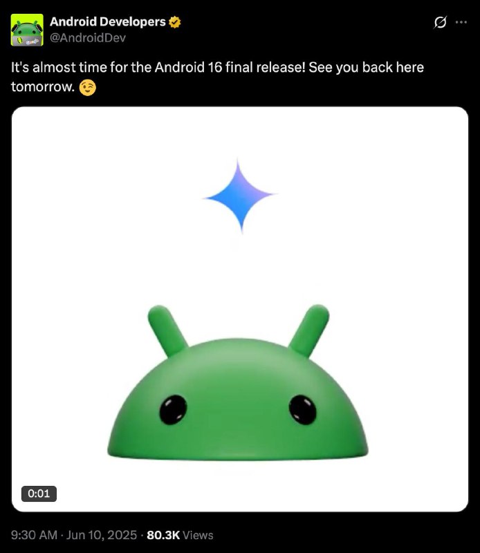 Android 16的最终版本发布在即！明天见
