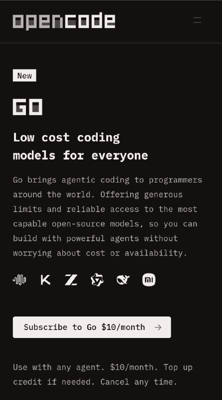 OpenCode 取消 5 美元首月优惠，改为每月 10 美元OpenCode 已悄然取消首月 5 美元的优惠定价，现在从第一个月起即为每月 10 美元