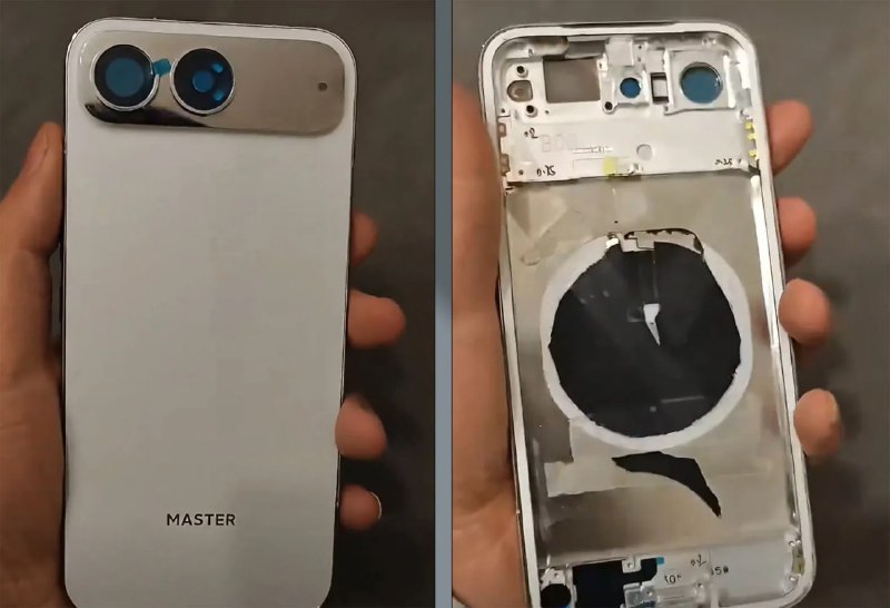  被取消研发的小米17 Air原型机曝光近日，小米17 Air原型机实拍图曝光，机身厚度仅5.5毫米，配备双后置摄像头和6.59英寸显示屏，摄像头模组凸起并支持无线充电，小米可能采用硅碳电池以提升续航