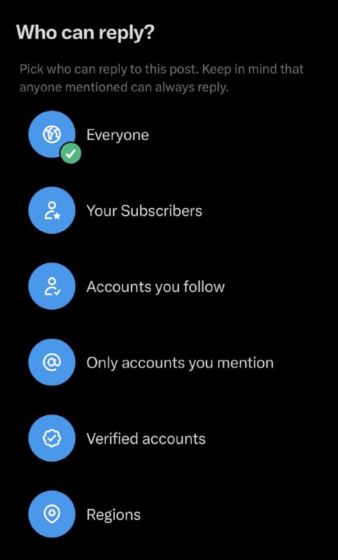  X 推出限制特定地区用户回复帖子的功能用户发帖时能够将自己帖子的回复限制为来自特定地区的人