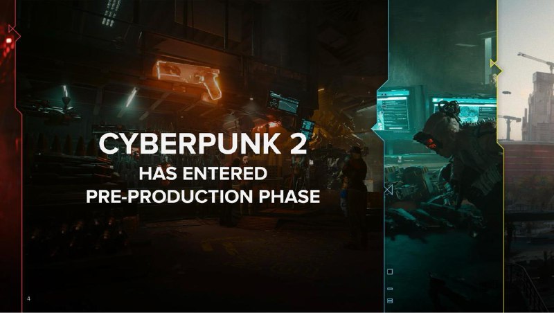 CDPR公布《巫师4》、《Cyberpunk 2》等产品制作团队CDPR公布2025年第一季度财报，公布了正在开发的产品和开发人数：《巫师4》开发团队422人、《Cyberpunk 2》开发团队96人，已进入前期制作阶段
