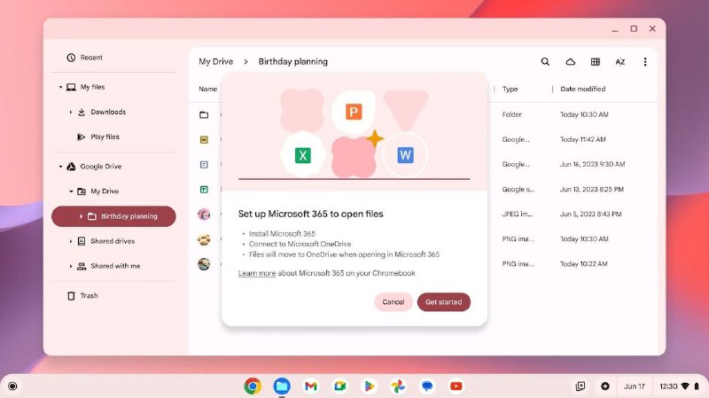 Google践行承诺：直接在Chromebook上打开和编辑Microsoft 365文档现在 Chromebook 的文件应用程序可以直接编辑 Word、Excel 和 PowerPoint等来自Microsoft 365的文档