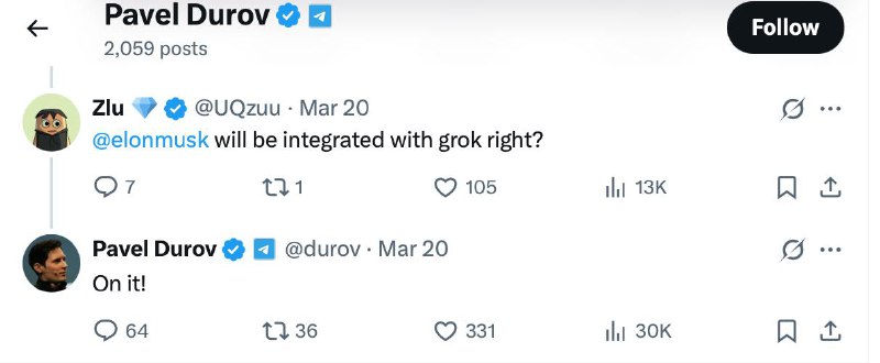 Grok AI 已登陆Telegram，Telegram Premium用户可免费使用杜罗夫在X平台确认是马斯克旗下xAI的产品Grok AI 已登陆Telegram，Telegram Premium用户可免费使用 Grok-2-mini-08-13 ， 但是无法联网搜索@GrokAIX📮投稿  ☘️频道  🌸聊天Grok AI 已登陆Telegram，Telegram Premium用户可免费使用杜罗夫在X平台确认是马斯克旗下xAI的产品Grok AI 已登陆Telegram，Telegram Premium用户可免费使用 Grok-2-mini-08-13 ， 但是无法联网搜索@GrokAIX📮投稿  ☘️频道  🌸聊天