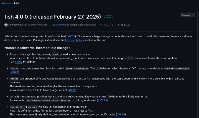 Fish Shell 发布了使用 Rust 语言重写的 4.0.0 正式版