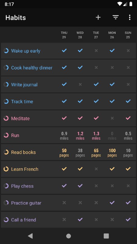 Loop Habit Tracker： 简单的开源工具，用图表和统计数据来跟踪习惯和长期目标#开源项目推荐Loop 是一款Android应用程序，以详细的图表和统计数据展示习惯如何随着时间的推移而改善
