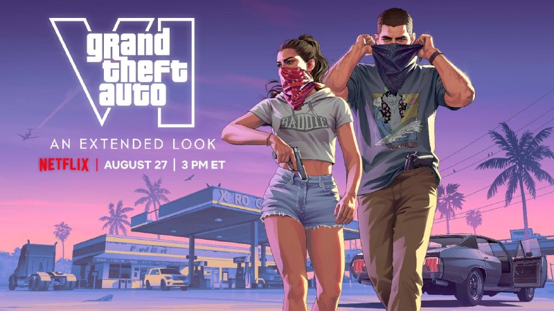 《GTA VI》加长演示美东时间 8 月 27 日上线 Netflix 与 YouTubeRockstar Games 于 8 月 6 日宣布，《Grand Theft Auto VI: An Extended Look》特别演示将于美东时间 8 月 27 日 15 时（北京时间 28 日凌晨 3 时）在 Netflix 首播，同日 21 点同步登陆官方 YouTube 频道及 GTA VI 官网