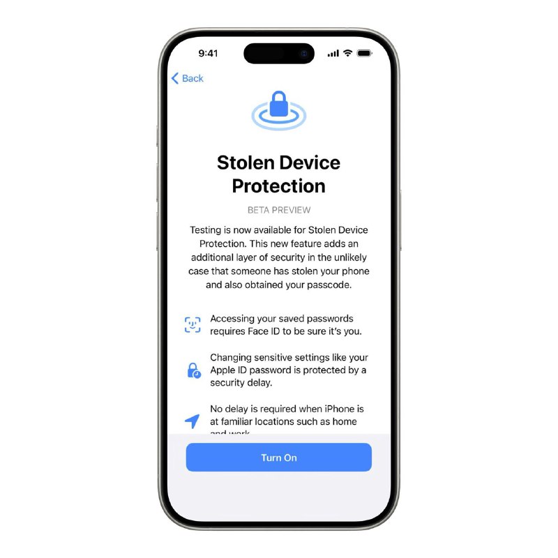 iOS 17.3 Beta新增“失窃设备保护”功能这项功能旨在保护用户信息，即使小偷或攻击者知道用户的密码