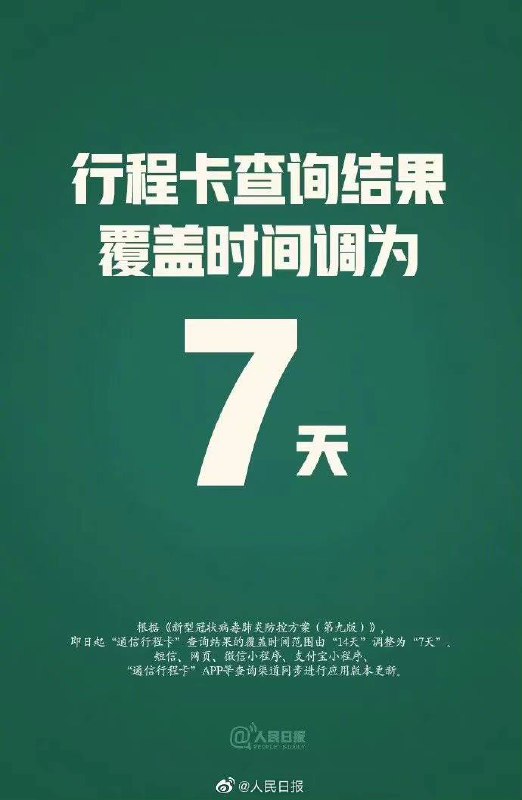 行程卡查询结果调为7天