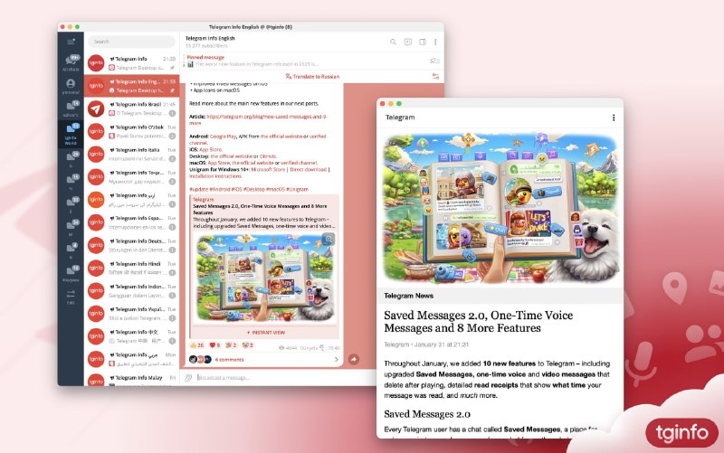 Telegram 桌面版本将支持 Instant View，无需跳转到浏览器即可查看来源beta版下载线索：@ZaiHuabot投稿：@TNSubmbot频道：@TestFlightCN