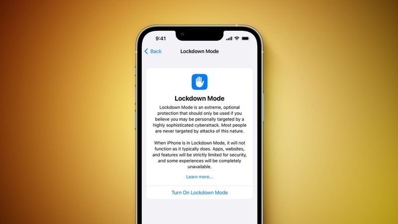 Apple 宣布iOS 16新锁定模式，具有“极致”安全级别苹果表示，启用后，锁定模式通过严格限制或禁用功能、应用和网站的功能，提供了“极端”的安全级别