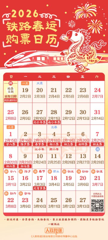 2026 年春运火车票开售，预计发送旅客 5.39 亿人次2026 年铁路春运火车票于 1 月 19 日开始发售