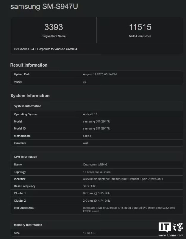 高通骁龙 8 Elite 2 处理器现身跑分平台高通骁龙 8 Elite 2 处理器在 Geekbench 上现身，搭载于三星 Galaxy S26 Edge 样机中