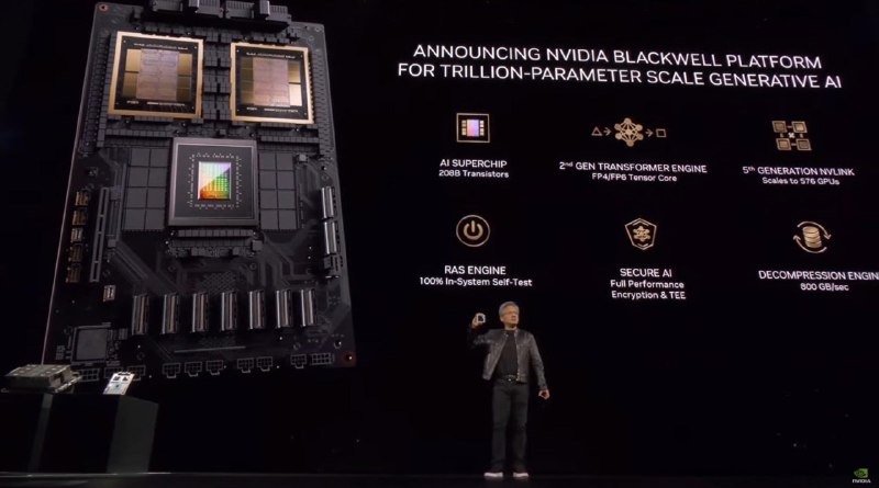 Nvidia 刚刚发布了 Blackwell，这是其用于人工智能的下一代 GPUNvidia GB200 Grace Blackwell Superchip 可为 LLM 推理工作负载提供高达 30 倍的性能提升，并可扩展到具有多达 10 万亿个参数的 AI 模型