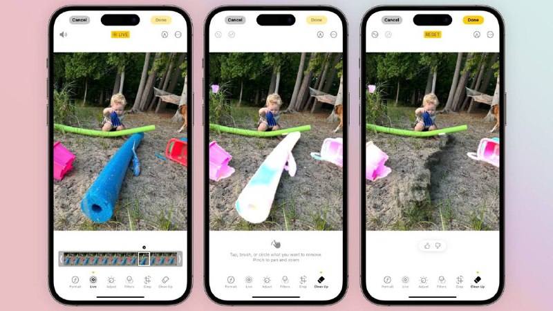 Apple Intelligence照片元素消除功能上线iOS 18.1 Beta 3 上线了“照片元素消除”功能，可以从照片中删除不需要的元素，修改后的图片会被标注上“用元素消除修改” 的标记