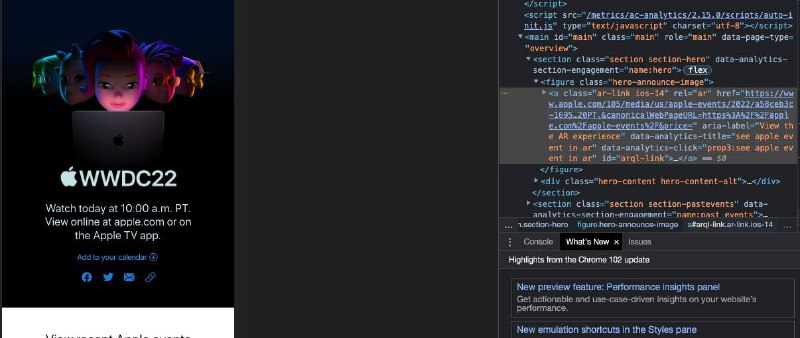 WWDC2022官网宣传图彩蛋 检查宣传图片元素可得到重定向地址，访问即可下载到一个3D包，用mac打开WWDC2022官网宣传图彩蛋 检查宣传图片元素可得到重定向地址，访问即可下载到一个3D包，用mac打开