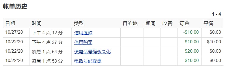 图1，原来花了30刀的显示电话号码永久，图2，今天花了10刀的改变号码