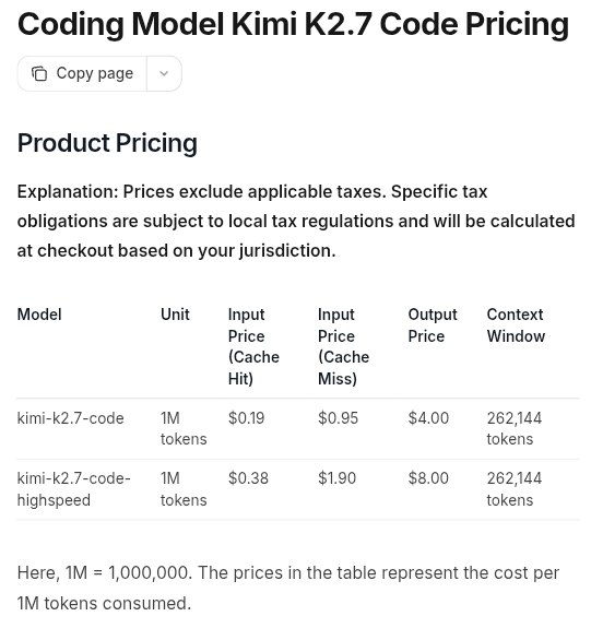 Kimi 推出 K2.7 Code 高速模式，编程任务提速 6 倍Kimi 发布了开源多模态编程模型 K2.7 Code 的高速版本 K2.7 Code HighSpeed