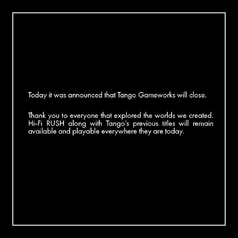 《Hi-Fi Rush》《恶灵附身》开发商Tango Gameworks官方发推宣布关闭工作室